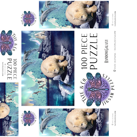 Polar Bear and Dolphin, Northern Lights - Random Galaxy 100 Jigsaw Puzzle box 3D Modell