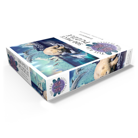 Polar Bear and Dolphin, Northern Lights - Random Galaxy 500 Jigsaw Puzzle box view1