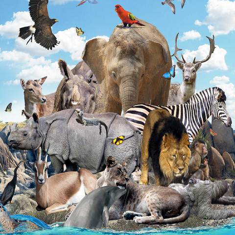 African Animals Island - Random Galaxy 100 Jigsaw Puzzle 3D Modell