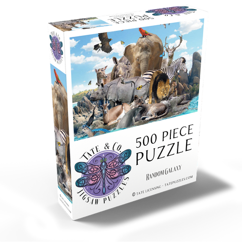 African Animals Island - Random Galaxy 500 Jigsaw Puzzle box view2