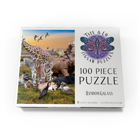 African Animals Safari - Random Galaxy 100 Jigsaw Puzzle box view3