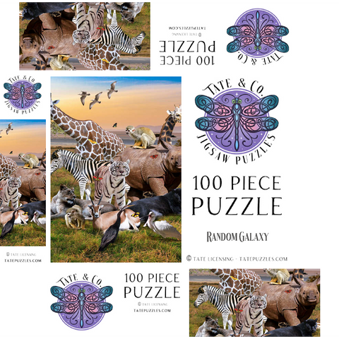 African Animals Safari - Random Galaxy 100 Jigsaw Puzzle box 3D Modell