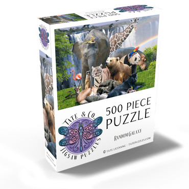 African Animals Waterfall - Random Galaxy 500 Jigsaw Puzzle box view2