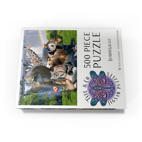 African Animals Waterfall - Random Galaxy 500 Jigsaw Puzzle box view3