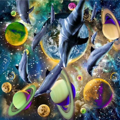 Galaxy Dolphin, Space Dolphins - Random Galaxy 1000 Jigsaw Puzzle 3D Modell
