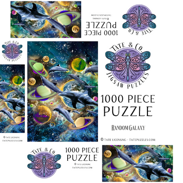 Galaxy Dolphin, Space Dolphins - Random Galaxy 1000 Jigsaw Puzzle box 3D Modell
