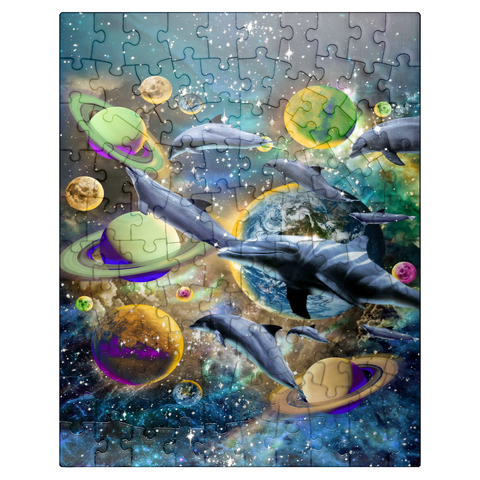puzzleplate Galaxy Dolphin, Space Dolphins - Random Galaxy 100 Jigsaw Puzzle
