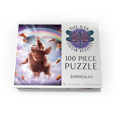 Cat Sloth Llama, Riding Pile - Random Galaxy 100 Jigsaw Puzzle box view3