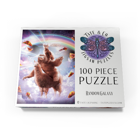 Cat Sloth Llama, Riding Pile - Random Galaxy 100 Jigsaw Puzzle box view3