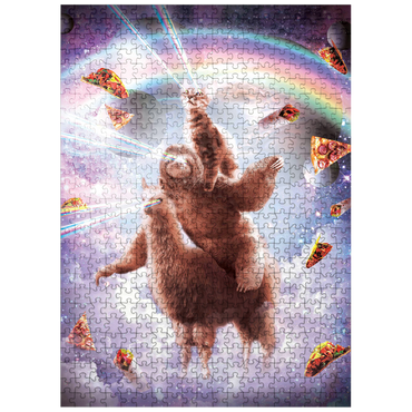 puzzleplate Cat Sloth Llama, Riding Pile - Random Galaxy 500 Jigsaw Puzzle