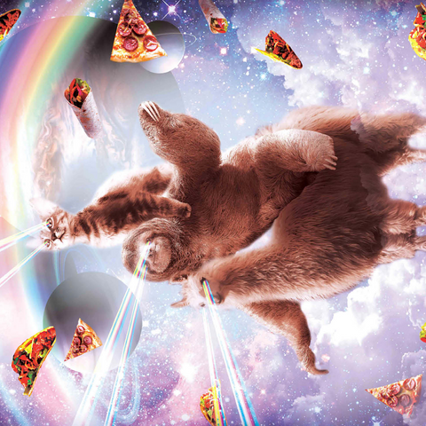 Cat Sloth Llama, Riding Pile - Random Galaxy 500 Jigsaw Puzzle 3D Modell