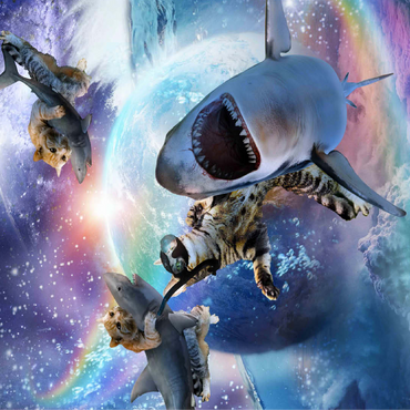 Space Cat Riding Shark, Galaxy Cats Sharks - Random Galaxy 100 Jigsaw Puzzle 3D Modell