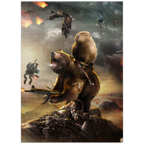 puzzleplate Capybara Riding Bear, Post-Apocalypse Survival, Random Galaxy 1000 Jigsaw Puzzle