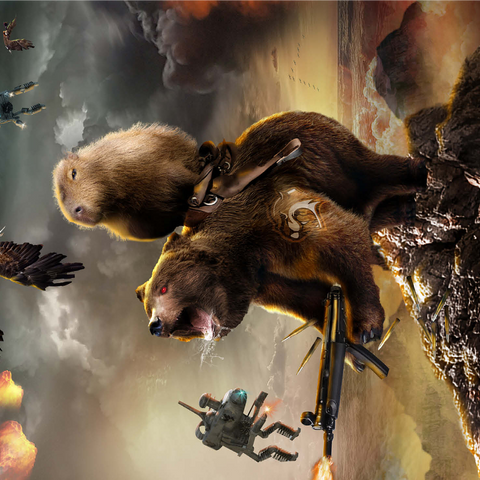Capybara Riding Bear, Post-Apocalypse Survival, Random Galaxy 1000 Jigsaw Puzzle 3D Modell