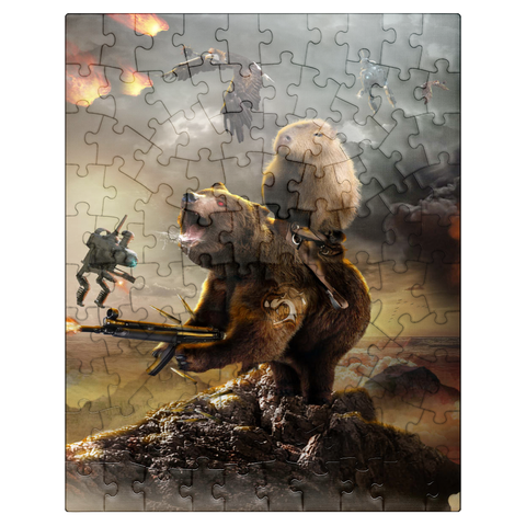 puzzleplate Capybara Riding Bear, Post-Apocalypse Survival, Random Galaxy 100 Jigsaw Puzzle