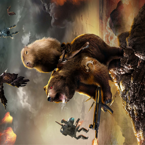 Capybara Riding Bear, Post-Apocalypse Survival, Random Galaxy 100 Jigsaw Puzzle 3D Modell