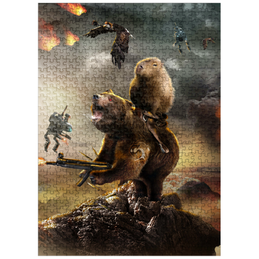 puzzleplate Capybara Riding Bear, Post-Apocalypse Survival, Random Galaxy 500 Jigsaw Puzzle