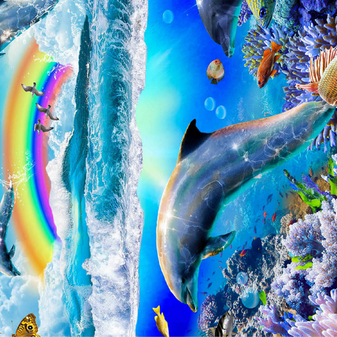 Rainbow Dolphin, Dolphins Beach - Random Galaxy 100 Jigsaw Puzzle 3D Modell