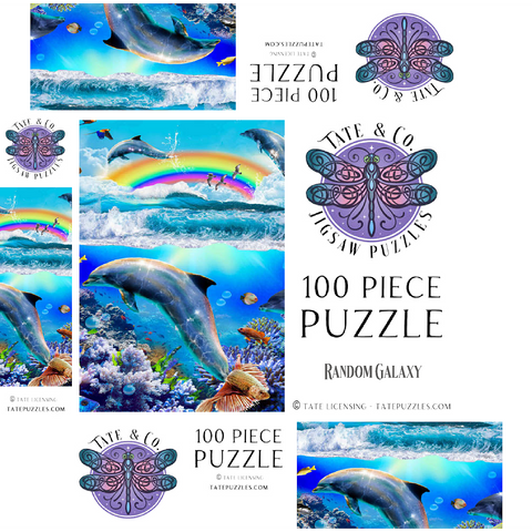 Rainbow Dolphin, Dolphins Beach - Random Galaxy 100 Jigsaw Puzzle box 3D Modell