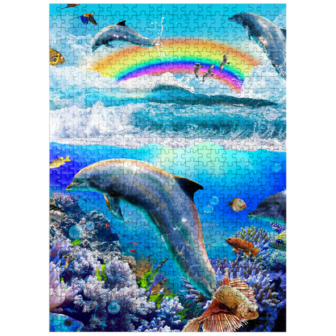 puzzleplate Rainbow Dolphin, Dolphins Beach - Random Galaxy 500 Jigsaw Puzzle