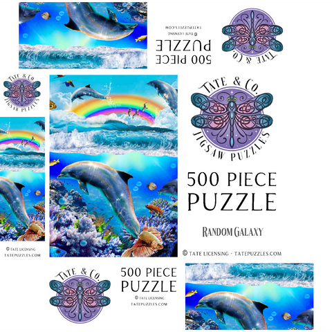 Rainbow Dolphin, Dolphins Beach - Random Galaxy 500 Jigsaw Puzzle box 3D Modell