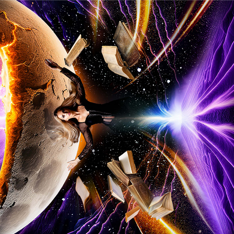 Sorceress and Crescent Moon, Celestial Witch - Random Galaxy 1000 Jigsaw Puzzle 3D Modell