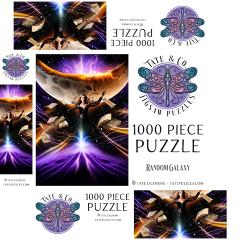 Sorceress and Crescent Moon, Celestial Witch - Random Galaxy 1000 Jigsaw Puzzle box 3D Modell