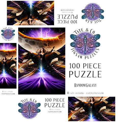 Sorceress and Crescent Moon, Celestial Witch - Random Galaxy 100 Jigsaw Puzzle box 3D Modell
