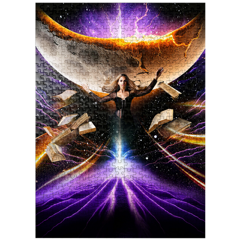 puzzleplate Sorceress and Crescent Moon, Celestial Witch - Random Galaxy 500 Jigsaw Puzzle