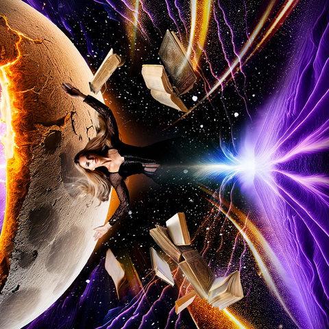 Sorceress and Crescent Moon, Celestial Witch - Random Galaxy 500 Jigsaw Puzzle 3D Modell