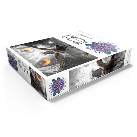 Owl Eyes, Mountain Owls - Random Galaxy 100 Jigsaw Puzzle box view1