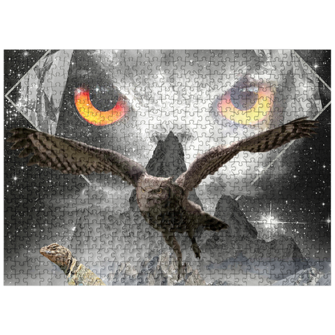 puzzleplate Owl Eyes, Mountain Owls - Random Galaxy 500 Jigsaw Puzzle