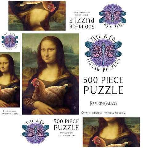 Mona Lisa and Chicken, Da Vinci - Random Galaxy 500 Jigsaw Puzzle box 3D Modell