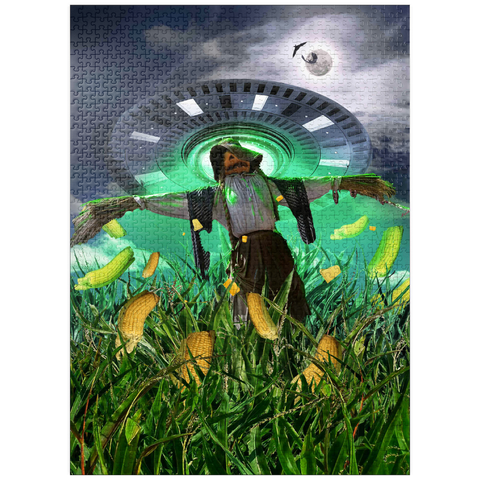 puzzleplate UFO Scarecrow in Corn Field - Random Galaxy 1000 Jigsaw Puzzle