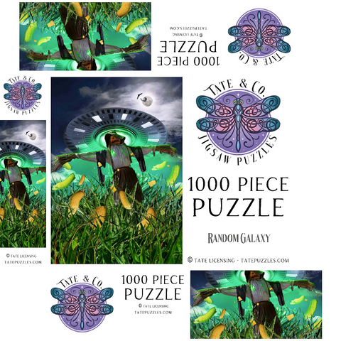UFO Scarecrow in Corn Field - Random Galaxy 1000 Jigsaw Puzzle box 3D Modell