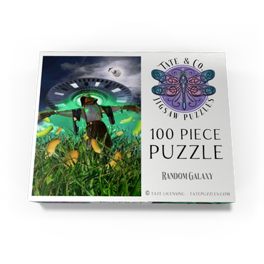 UFO Scarecrow in Corn Field - Random Galaxy 100 Jigsaw Puzzle box view3