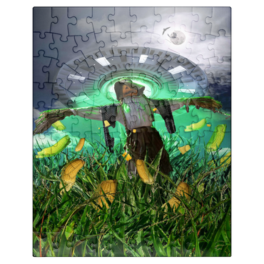puzzleplate UFO Scarecrow in Corn Field - Random Galaxy 100 Jigsaw Puzzle