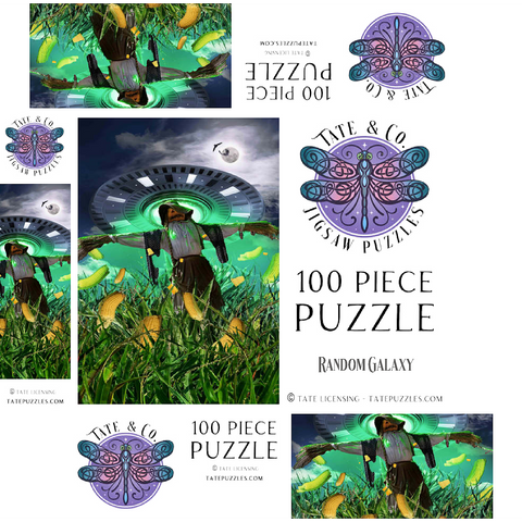 UFO Scarecrow in Corn Field - Random Galaxy 100 Jigsaw Puzzle box 3D Modell