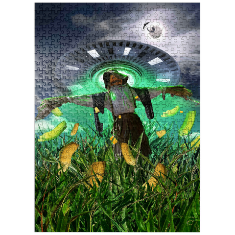 puzzleplate UFO Scarecrow in Corn Field - Random Galaxy 500 Jigsaw Puzzle