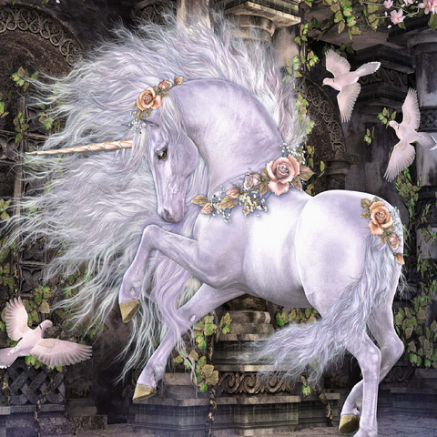 Gwenvael Fantasy Unicorn - Laurie Prindle 100 Jigsaw Puzzle 3D Modell