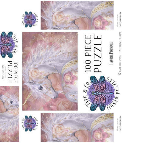 Licorne Florale Fantasy Unicorn - Laurie Prindle 100 Jigsaw Puzzle box 3D Modell