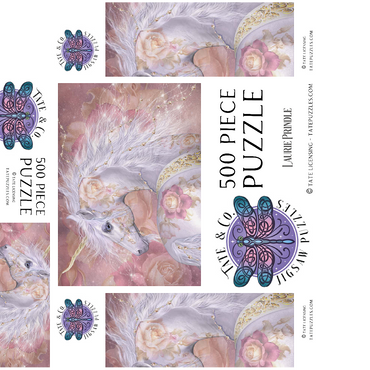 Licorne Florale Fantasy Unicorn - Laurie Prindle 500 Jigsaw Puzzle box 3D Modell