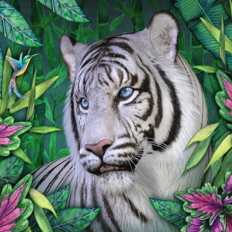 White Tiger Animal Wildlife - Laurie Prindle 100 Jigsaw Puzzle 3D Modell
