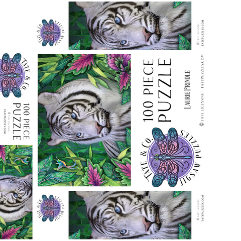 White Tiger Animal Wildlife - Laurie Prindle 100 Jigsaw Puzzle box 3D Modell