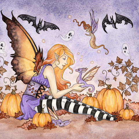 Magick In The Pumpkin Patch fairy - Amy Brown 1000 Jigsaw Puzzle 3D Modell