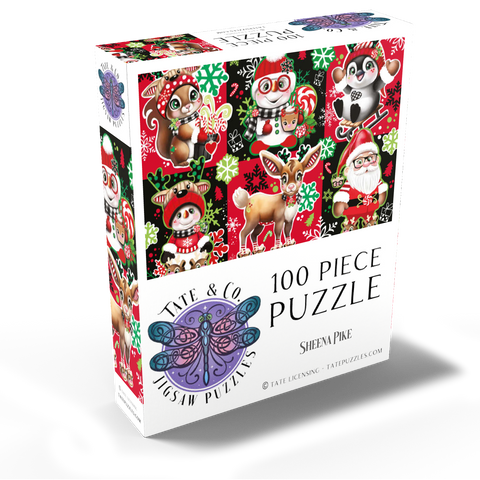 Christmas Cuties Animals Collage - Sheena Pike 100 Jigsaw Puzzle box view2