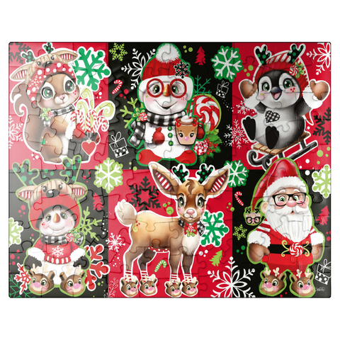puzzleplate Christmas Cuties Animals Collage - Sheena Pike 100 Jigsaw Puzzle
