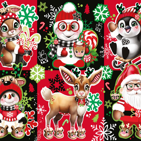 Christmas Cuties Animals Collage - Sheena Pike 100 Jigsaw Puzzle 3D Modell