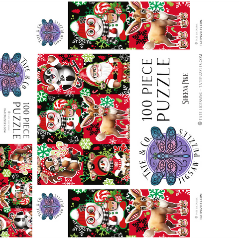 Christmas Cuties Animals Collage - Sheena Pike 100 Jigsaw Puzzle box 3D Modell
