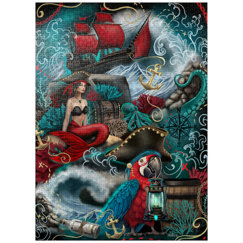 puzzleplate Pirate Cove Parrot and Mermaid - Sheena Pike 1000 Jigsaw Puzzle